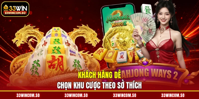 Khách hàng dễ chọn khu cược theo sở thích